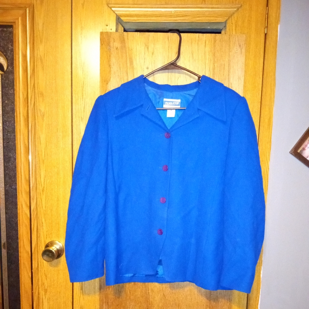 Vintage Size 16 Pendleton Royal Blue Virgin Wool Lined Blazer Jacket